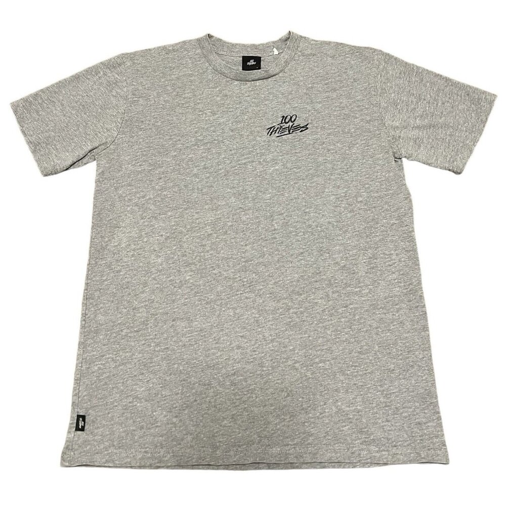 100 Thieves Shirt Men's Size Medium Gray Chest Logo Short Sleeve Official Gaming